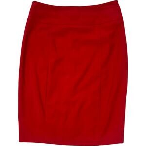 BCX Red Pencil Skirt Ruffle Hem Bodycon Stretch Womens 0 Office Siren Pinup